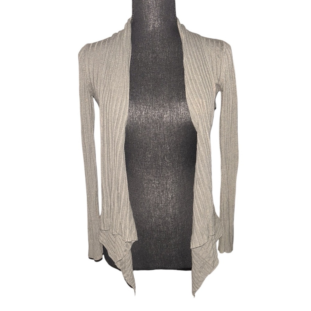 Olive Green Cascade Collar Ribbed Cardigan 🫒